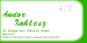 andor kahlesz business card